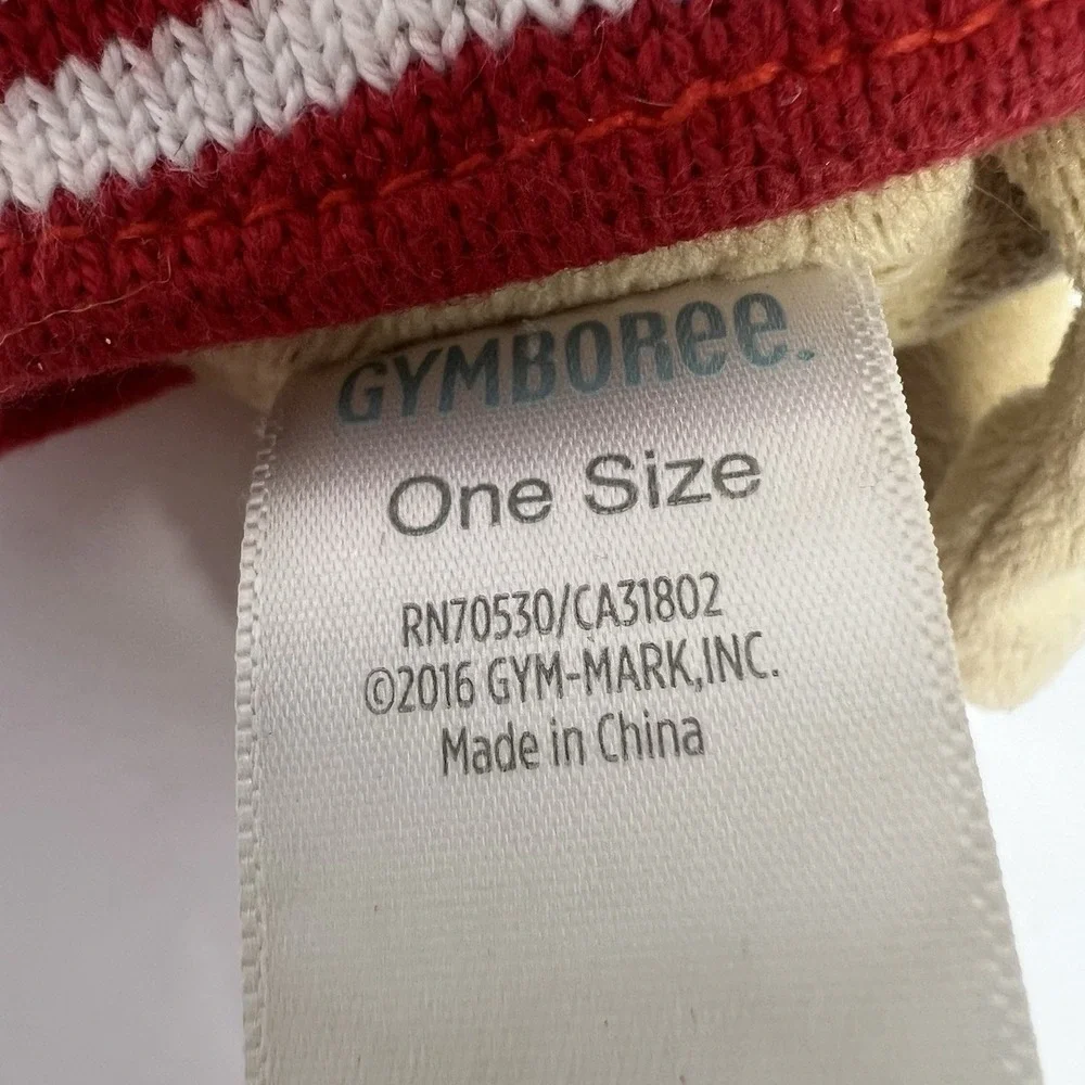 Gymboree Fireman Mouse Plush One Size Tan Red Rattle Stuffed Animal Lovey Toy